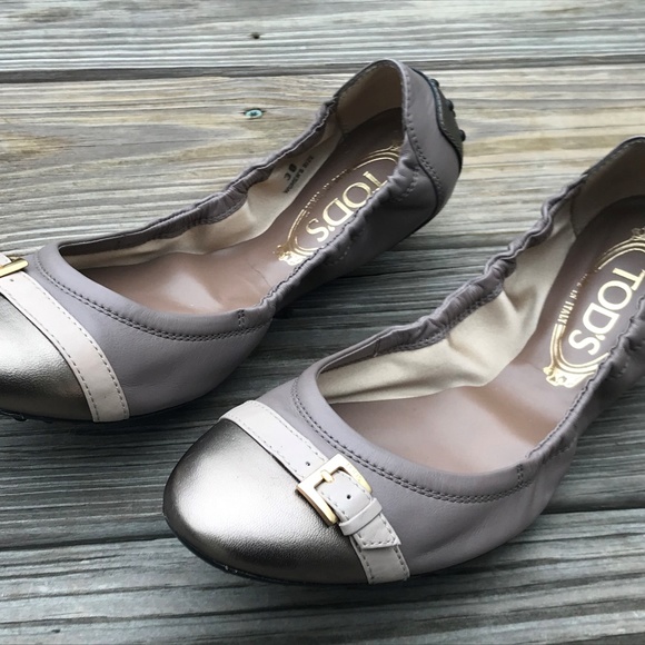 TOD'S Women Flat Shoes Patent/Suede Leather Ballet - Picture 5 of 8